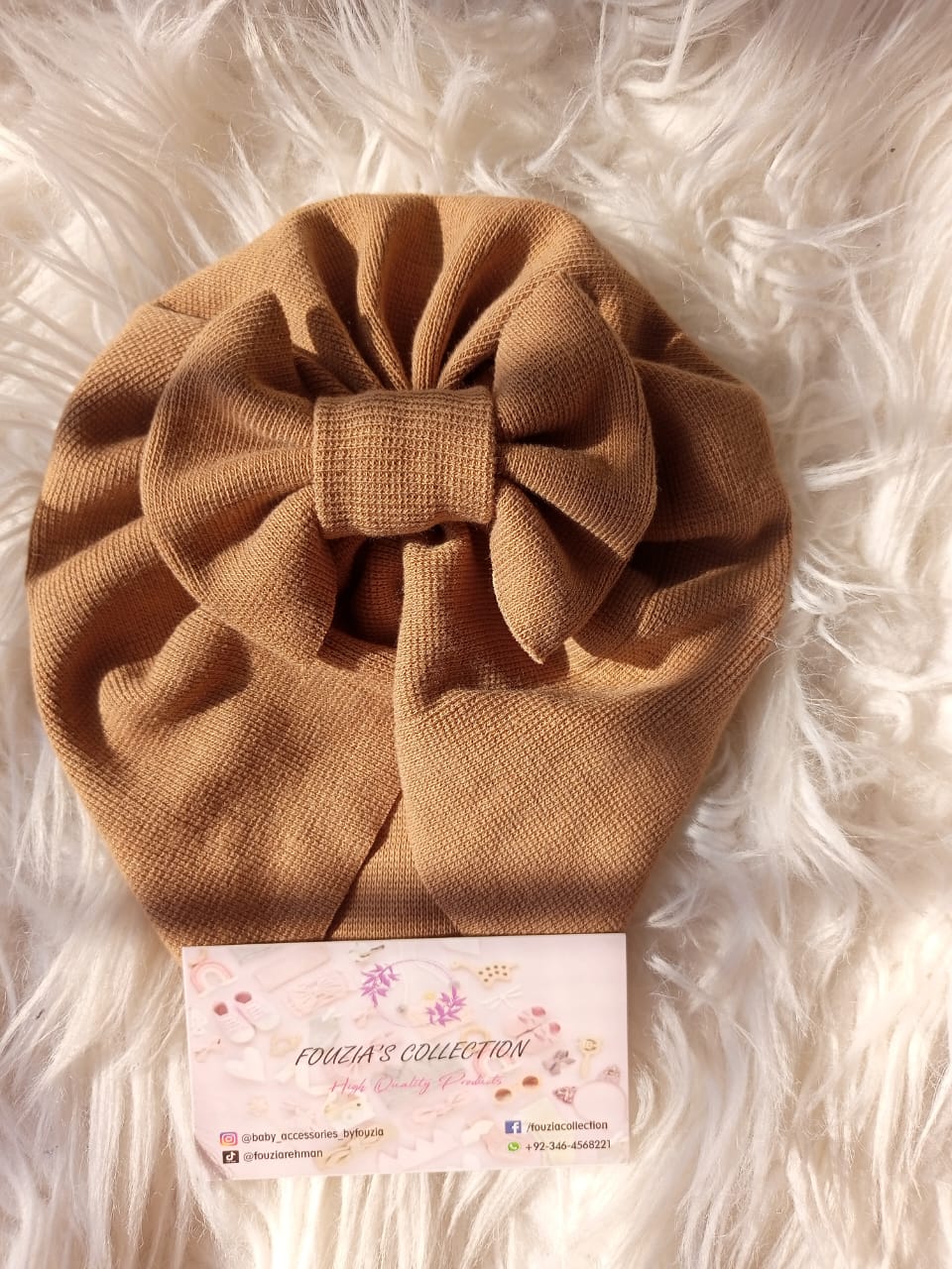 Light Brown Turban Bow Cap - Basic